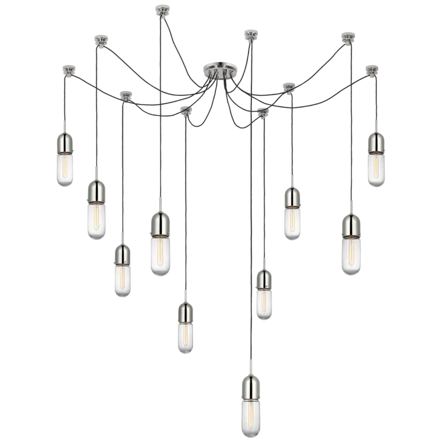 Junio 10-Light Chandelier in Polished Nickel with Clear Glass