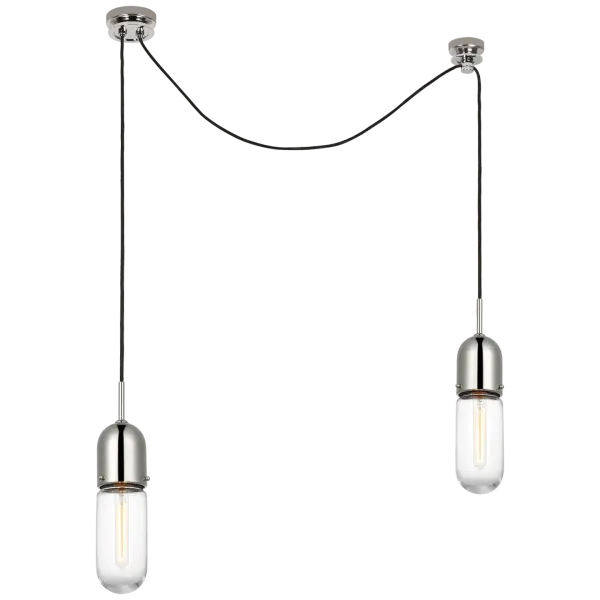 Junio 2-Light Chandelier in Polished Nickel with Clear Glass