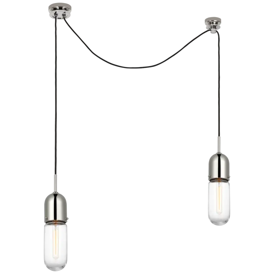 Junio 2-Light Chandelier in Polished Nickel with Clear Glass