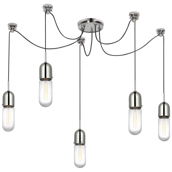 Junio 5-Light Chandelier in Polished Nickel with Clear Glass