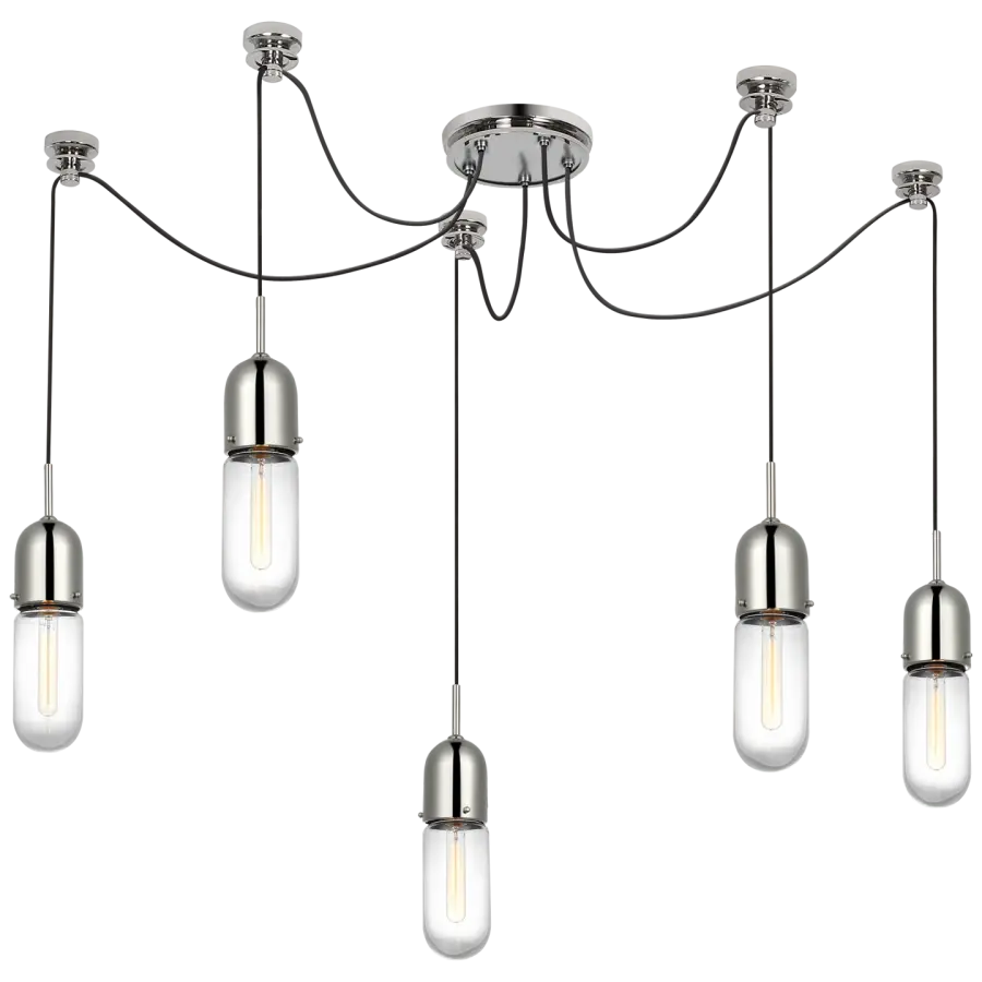 Junio 5-Light Chandelier in Polished Nickel with Clear Glass
