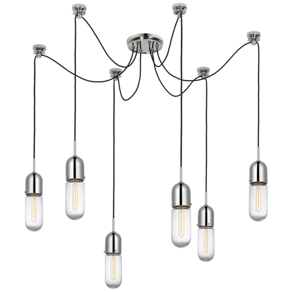 Junio 6-Light Chandelier in Polished Nickel with Clear Glass