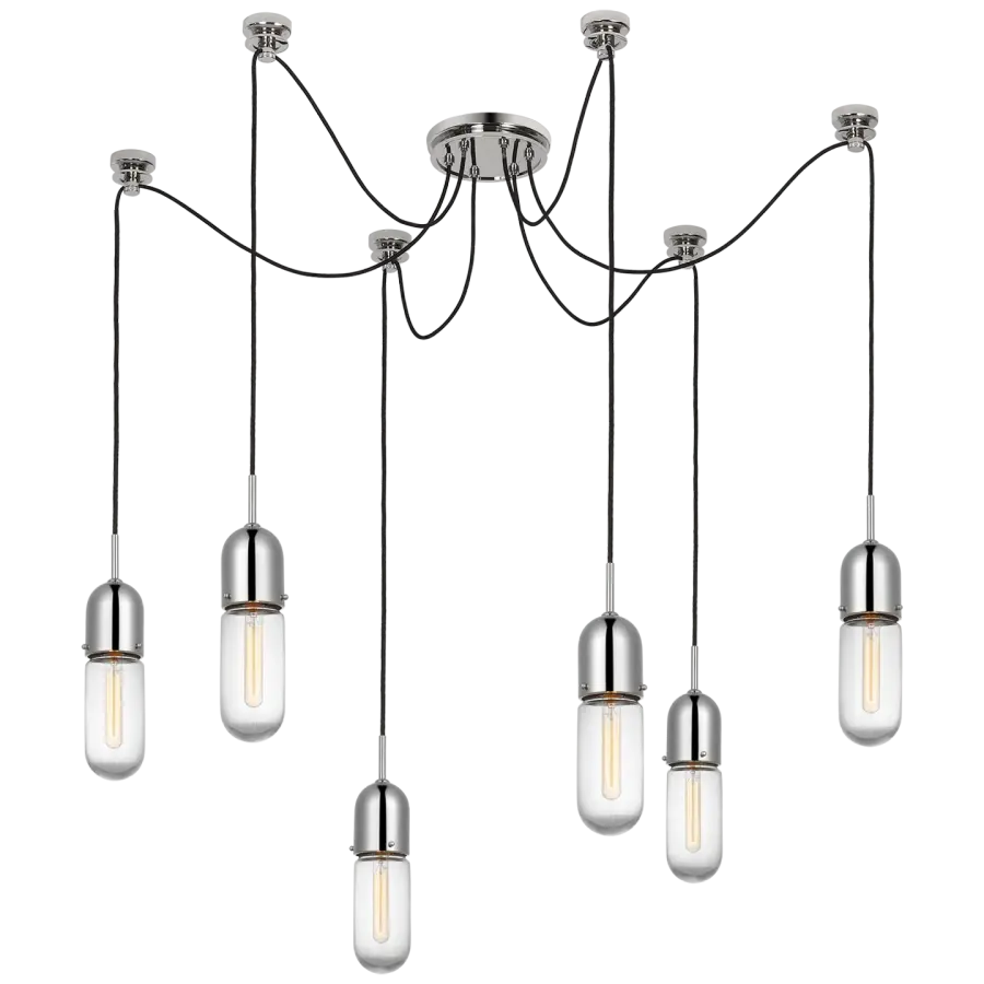 Junio 6-Light Chandelier in Polished Nickel with Clear Glass