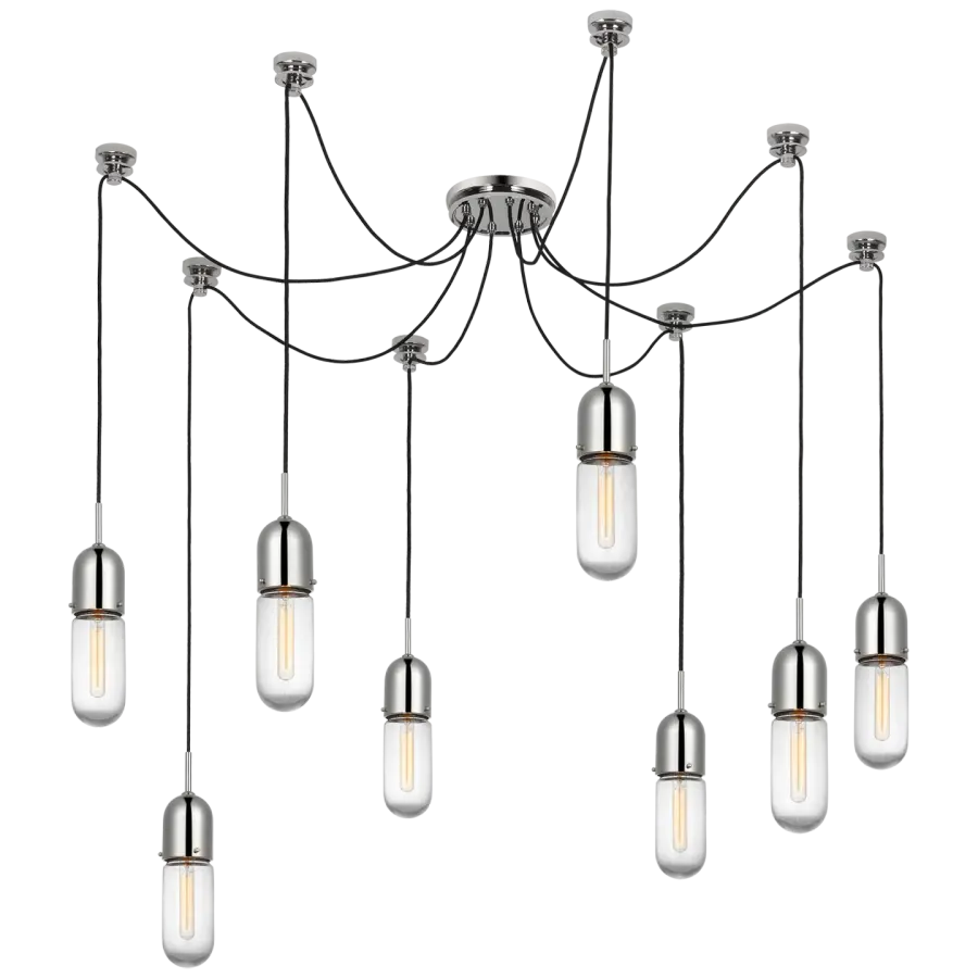Junio 8-Light Chandelier in Polished Nickel with Clear Glass