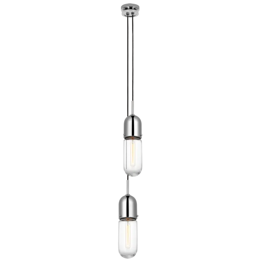 Elegant 2-Light Pendant with Polished Nickel Finish and Clear Glass