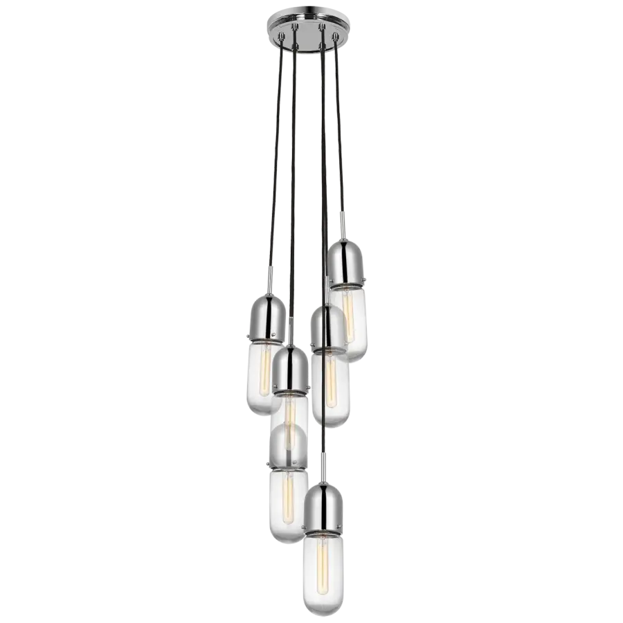 Junio 6-Light Pendant in Polished Nickel with Clear Glass