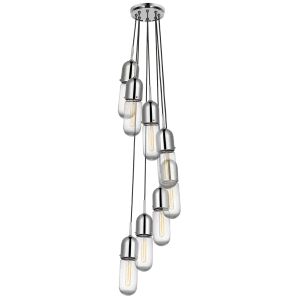 Junio 8-Light Pendant in Polished Nickel with Clear Glass