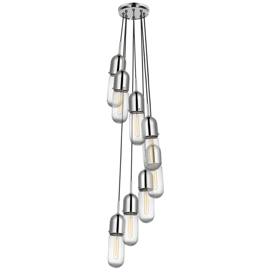 Junio 8-Light Pendant in Polished Nickel with Clear Glass