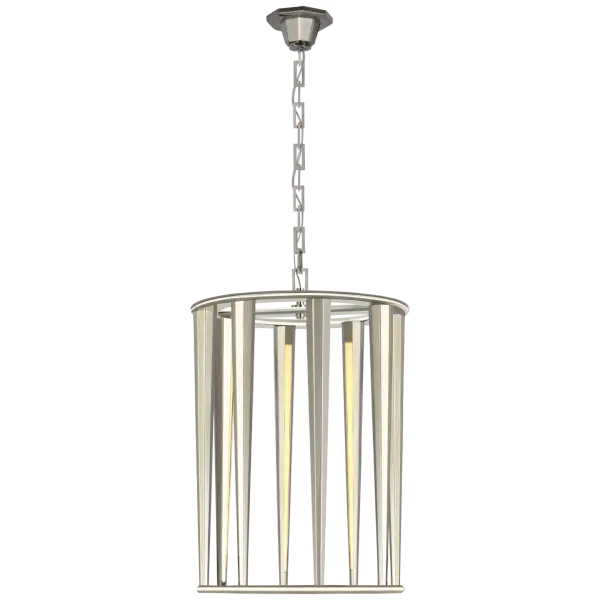 The Galahad Medium Lantern combines classic lantern styling with refined polished nickel finish, creating a sophisticated focal point. Its medium scale makes it versatile for entryways, dining rooms, and kitchen islands.