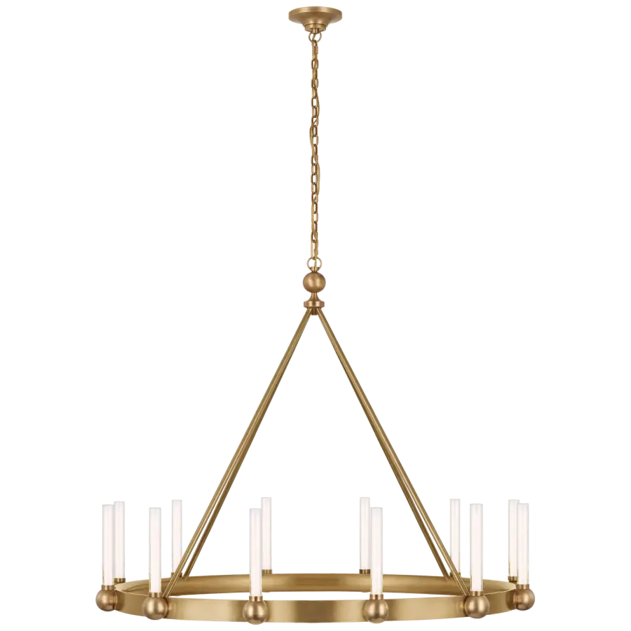 Jeffery XL Ring Chandelier in Hand-Rubbed Antique Brass with White Glass