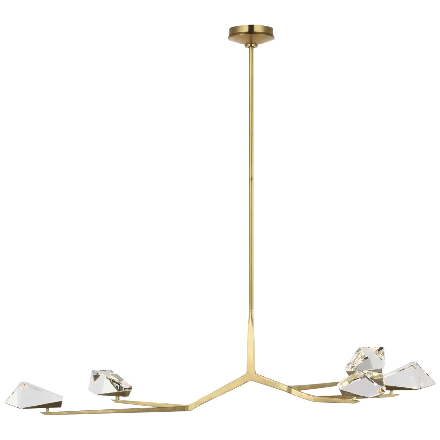 Carraig 52" 5 Light Chandelier in Natural Brass with Clear Crystal Open Box