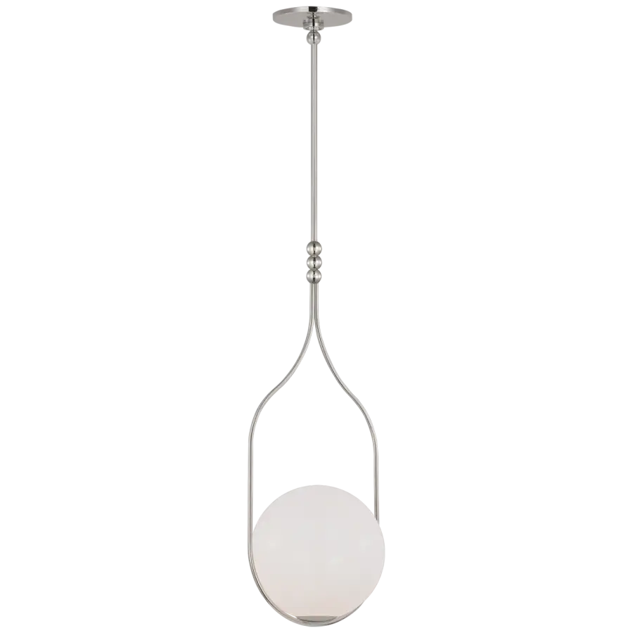 Jodo 12" Pendant in Polished Nickel with White Glass