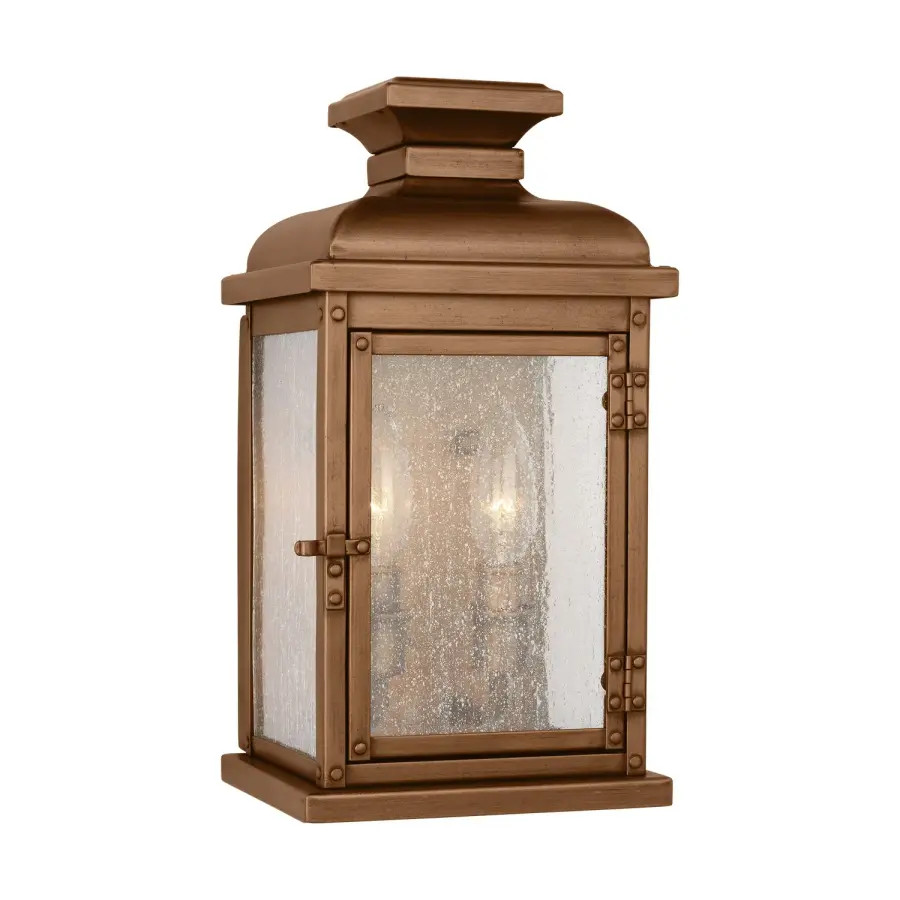 Pediment Two Light Wall Lantern in Natural Copper