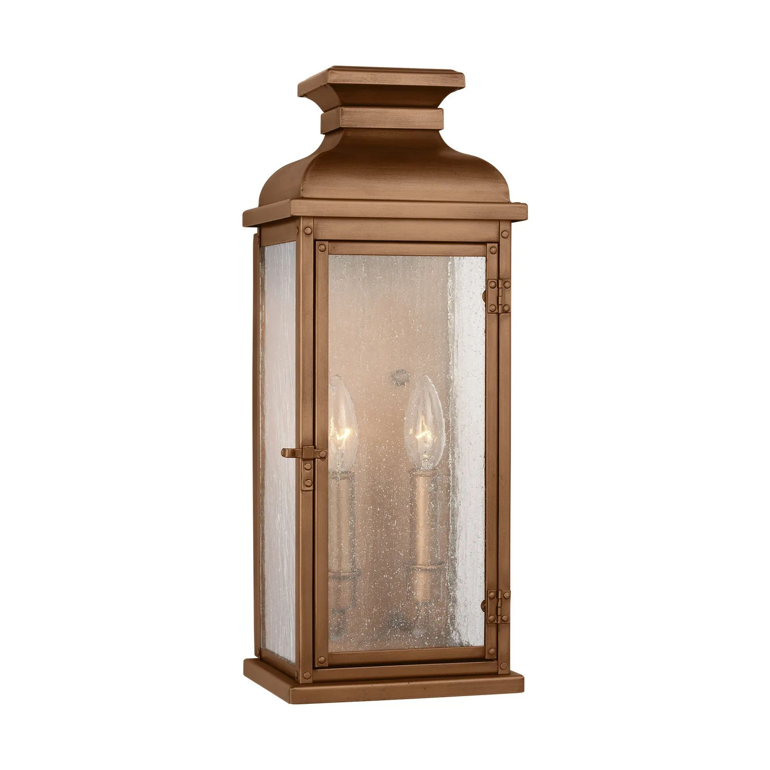 Pediment Two Light Wall Lantern in Natural Copper