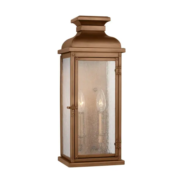 Pediment Two Light Wall Lantern in Natural Copper