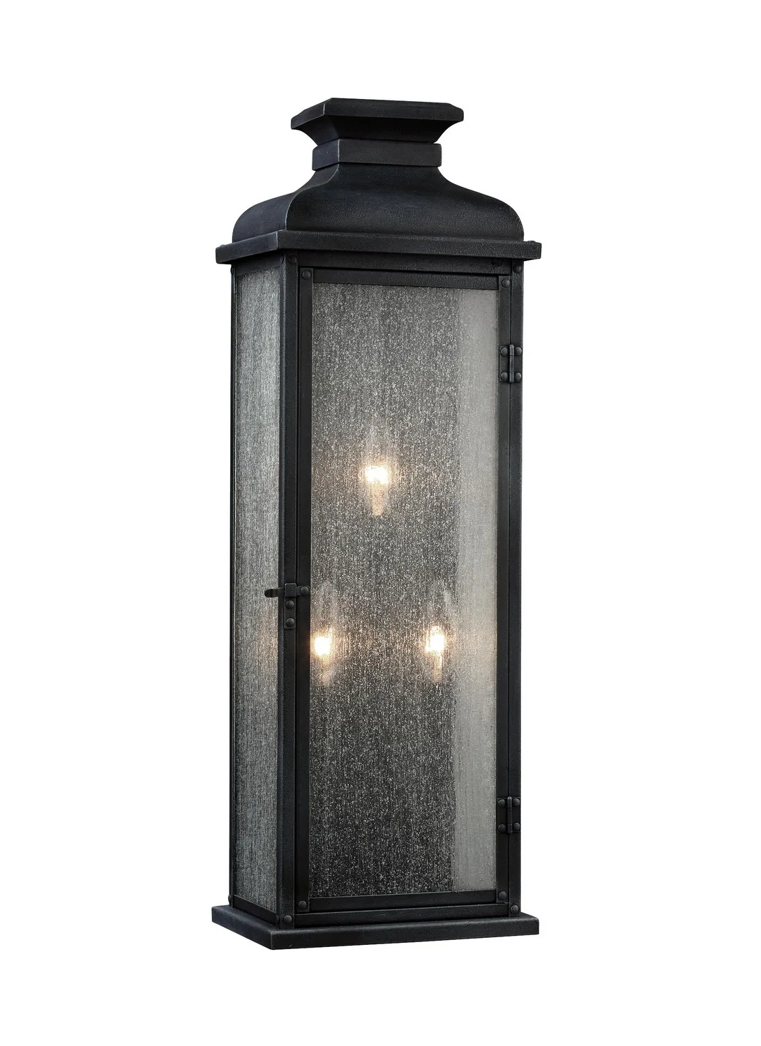 Pediment Three Light Outdoor Lantern in Dark Weathered Zinc