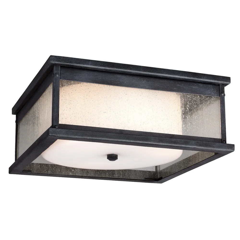 Pediment Three Light Flush Mount in Dark Weathered Zinc