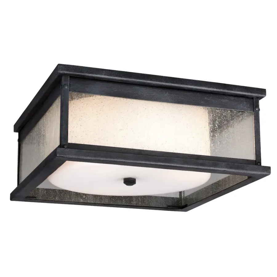 Pediment Three Light Flush Mount in Dark Weathered Zinc