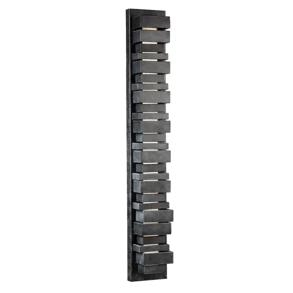 The Ledgend makes a bold architectural statement at your entrance with its 34-inch height and distinctive stacked flagstone openings. Integrated LED technology provides efficient up/down/forward lighting while cast aluminum construction ensures durability in harsh weather.