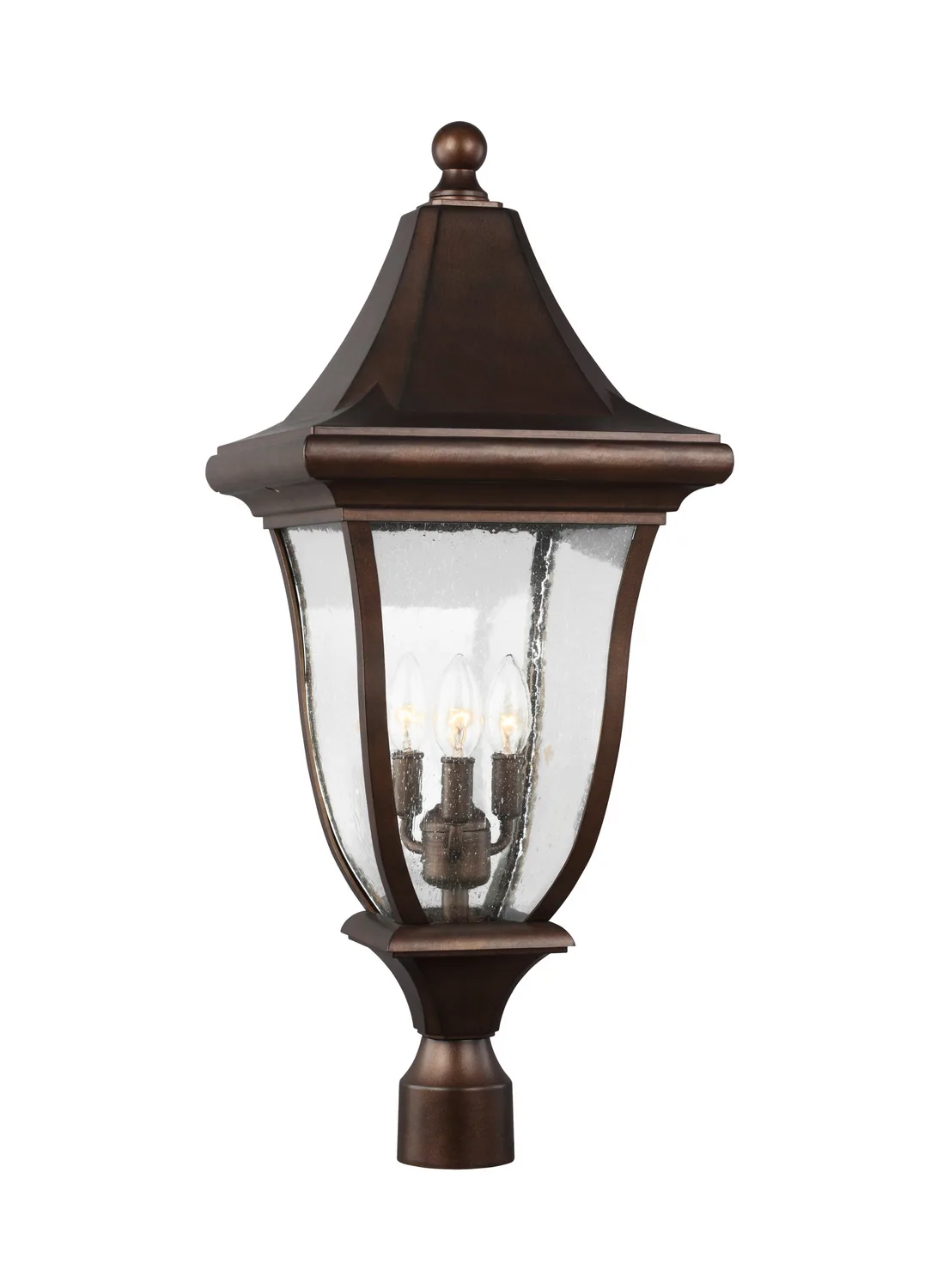 Oakmont Three Light Outdoor Post Lantern in Patina Bronze