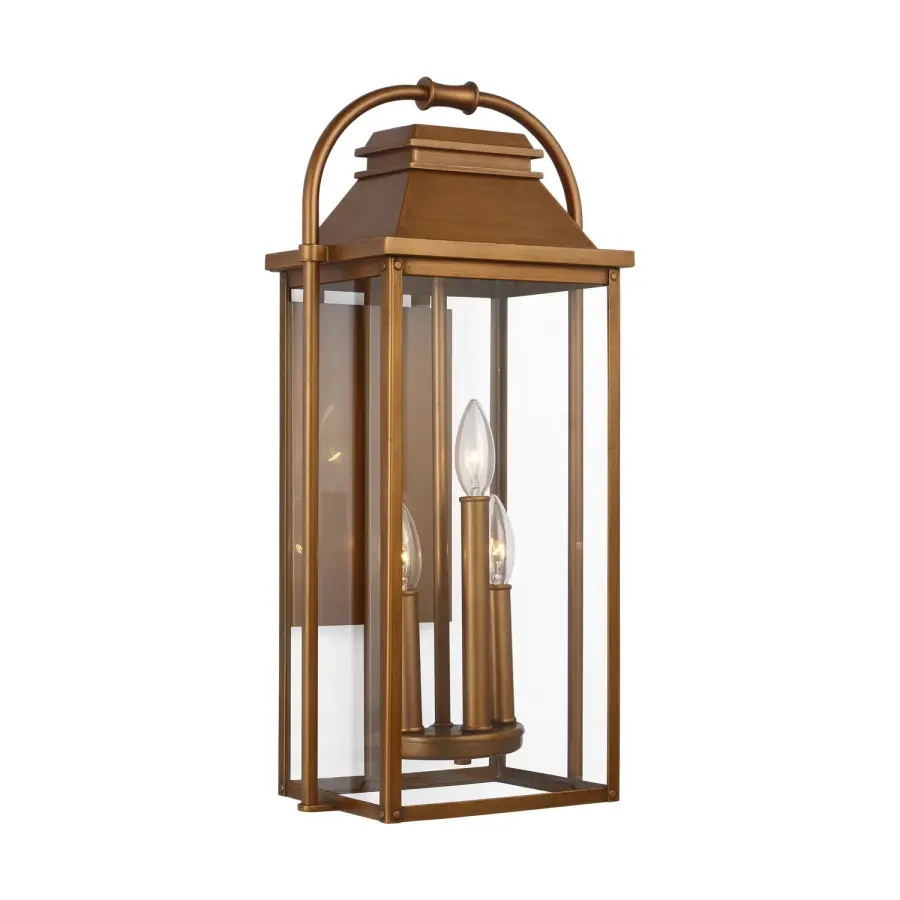 Wellsworth Three Light Wall Lantern in Natural Copper