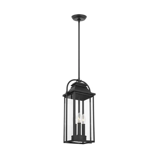 The Wellsworth outdoor pendant by Sean Lavin blends traditional and nautical design elements in a compact, weather-resistant fixture. Cast aluminum construction and clear glass create a timeless look perfect for covered outdoor spaces.