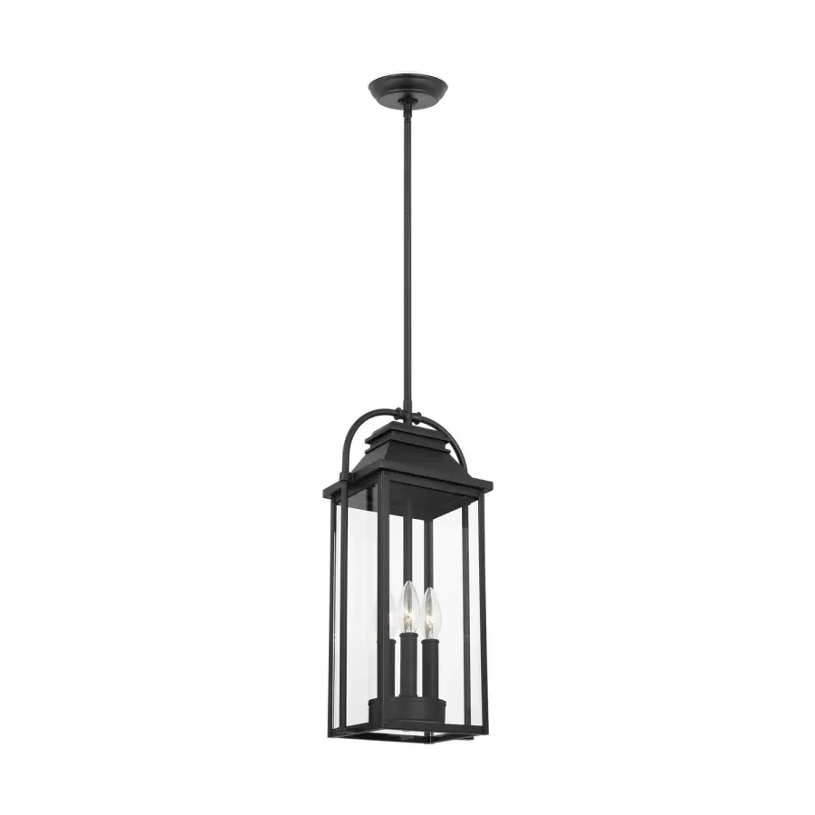 Wellsworth Three Light Outdoor Pendant in Textured Black