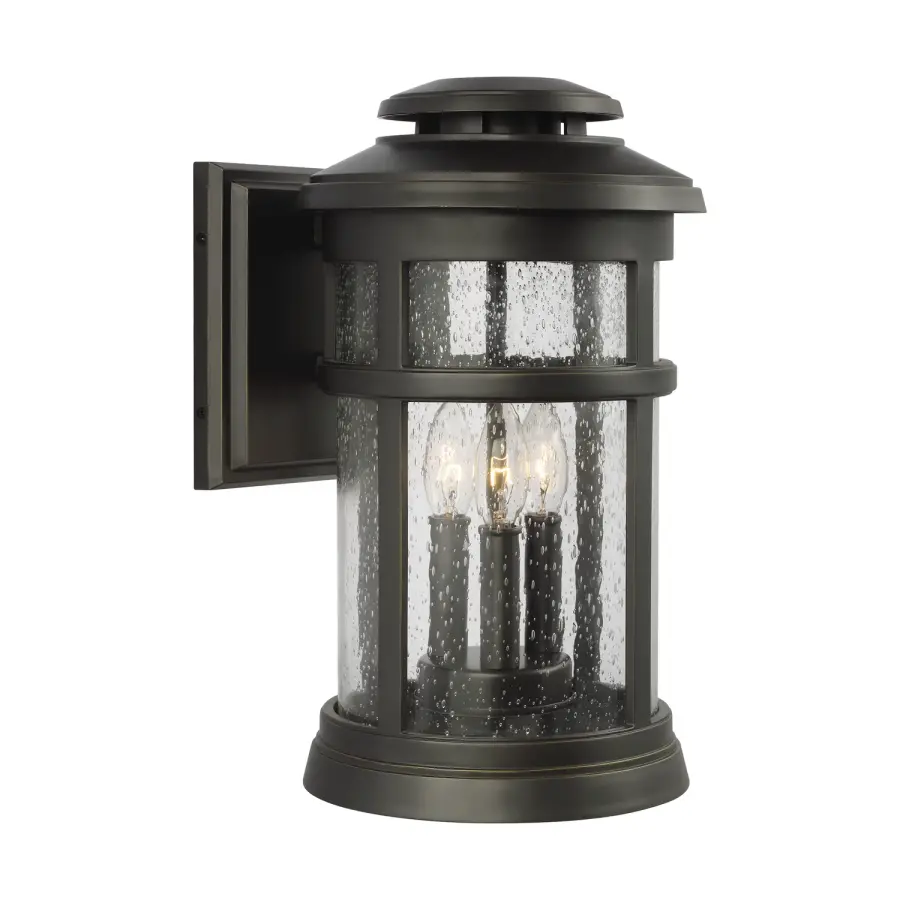 Newport Three Light Outdoor Wall Lantern in Antique Bronze
