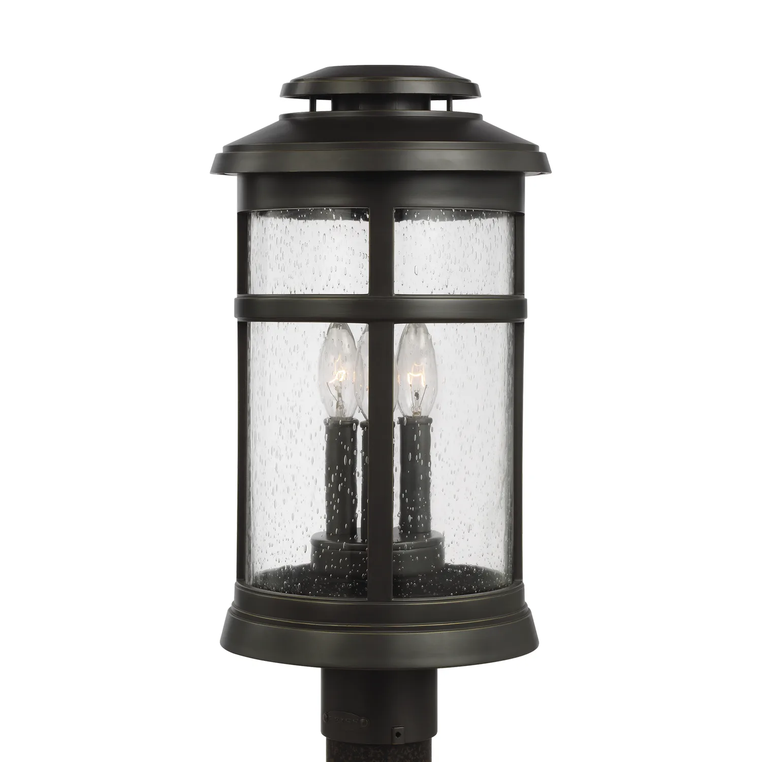 Newport Three Light Outdoor Post Lantern in Antique Bronze