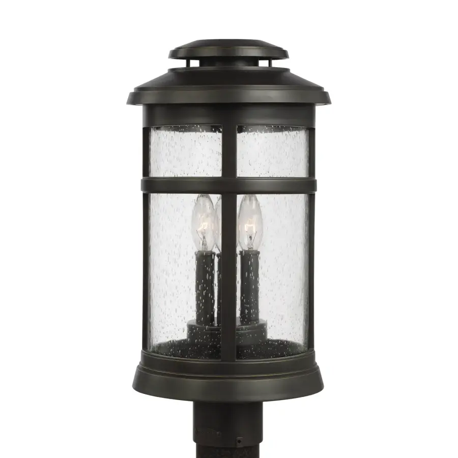 Newport Three Light Outdoor Post Lantern in Antique Bronze
