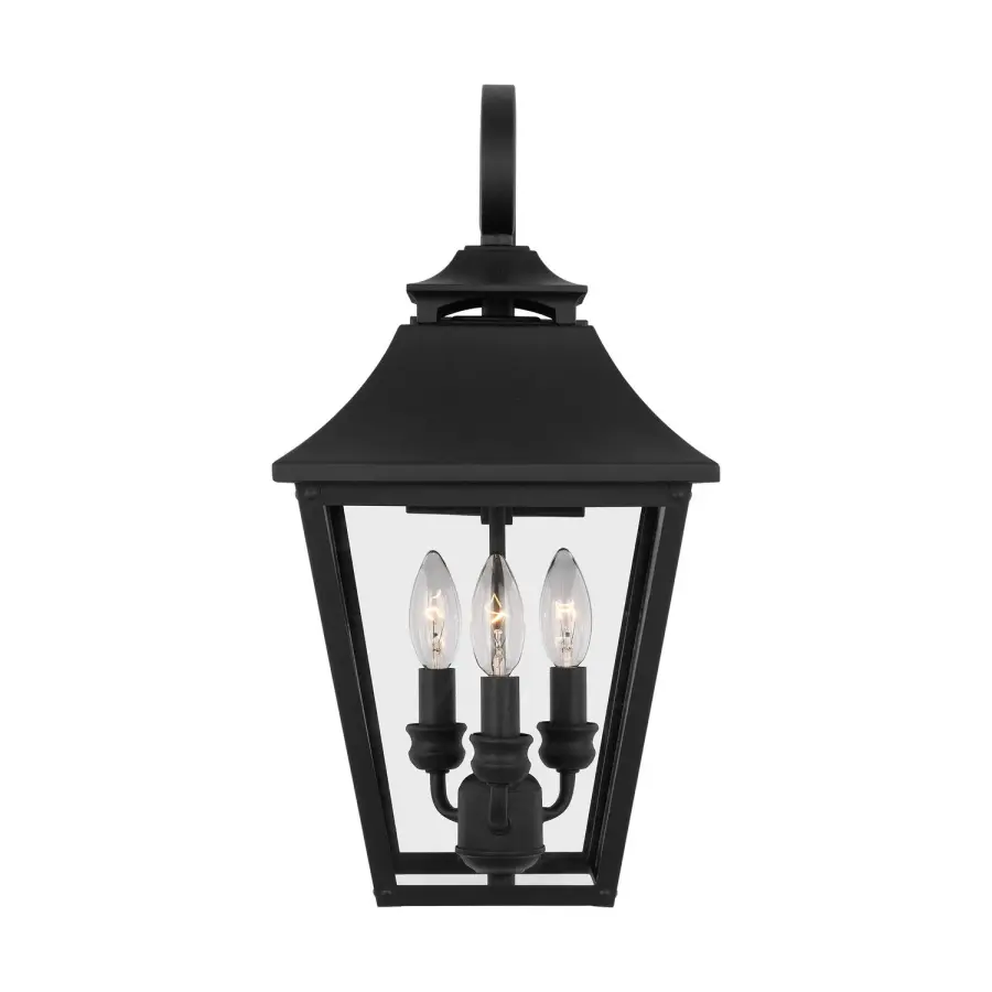 Galena Three Light Outdoor Wall Sconce in Textured Black