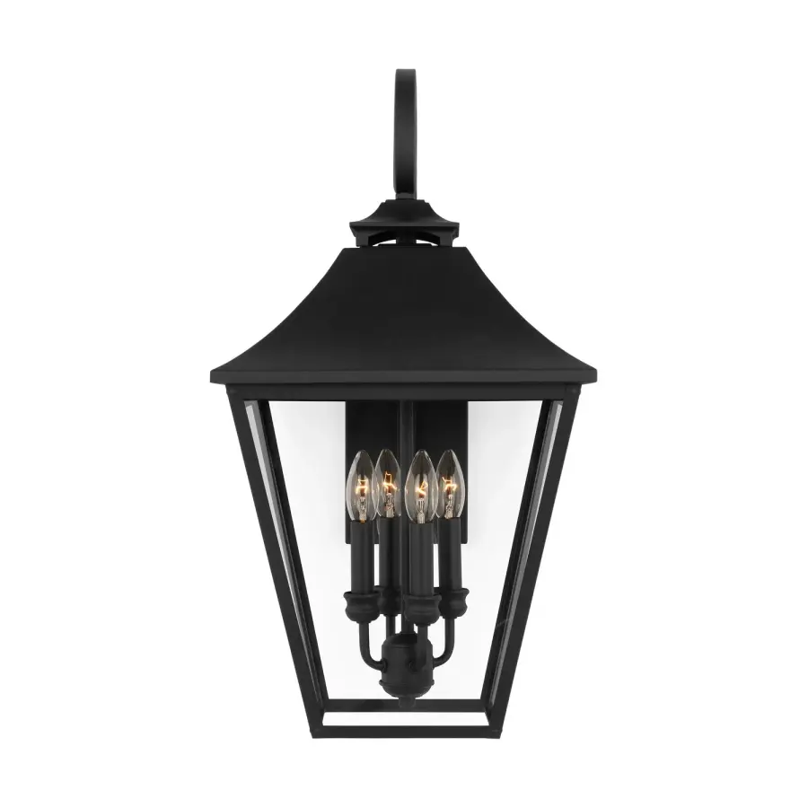 Galena Four Light Outdoor Wall Sconce in Textured Black