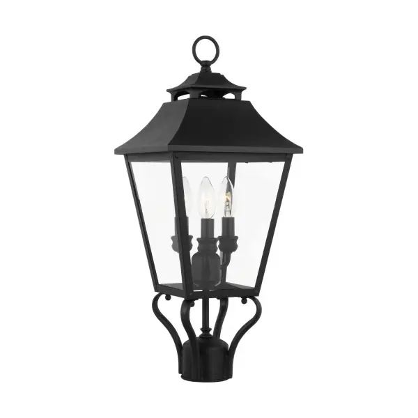 Galena Three Light Outdoor Post Lantern in Textured Black