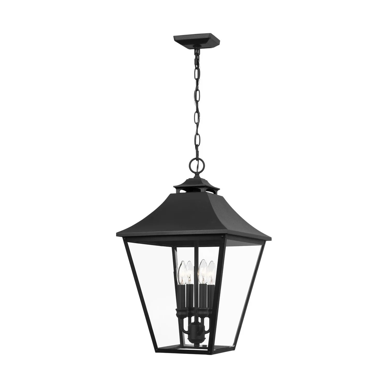 Galena Four Light Outdoor Pendant in Textured Black