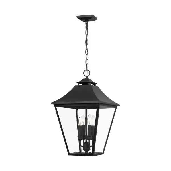 Galena Four Light Outdoor Pendant in Textured Black