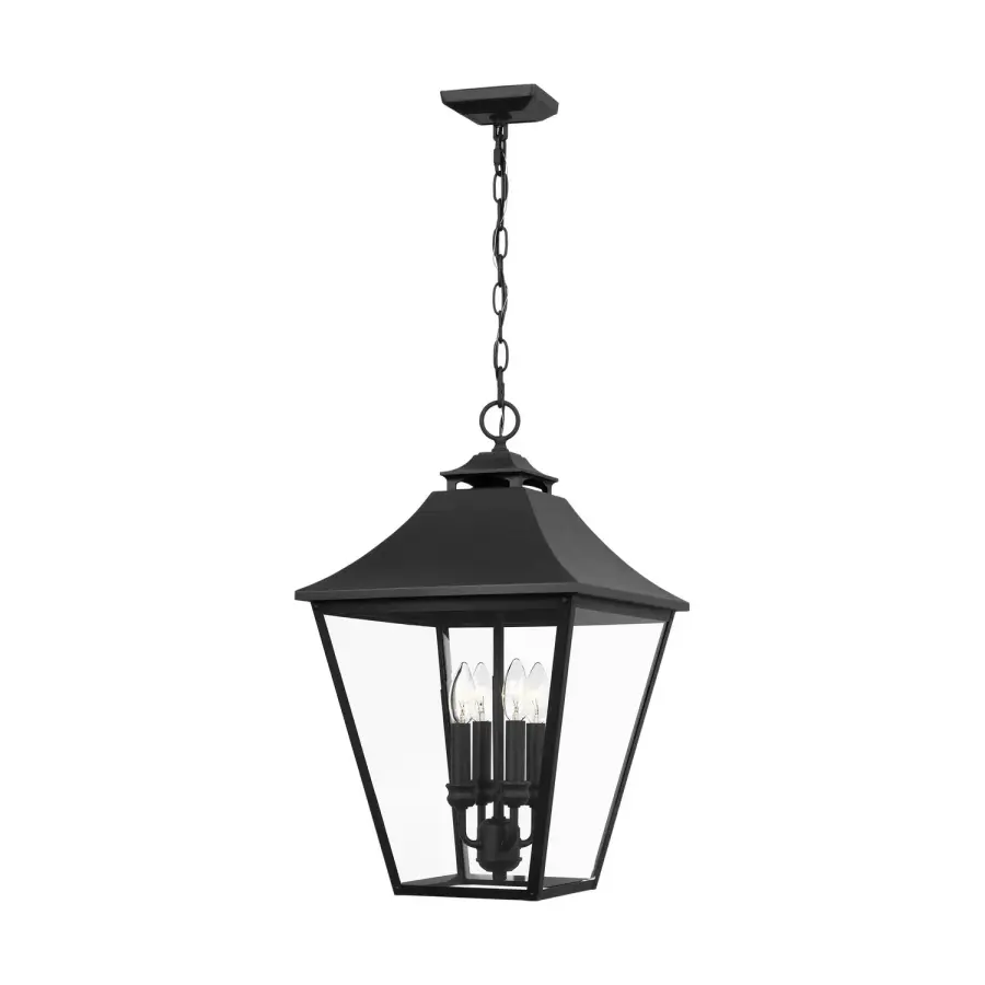 Galena Four Light Outdoor Pendant in Textured Black