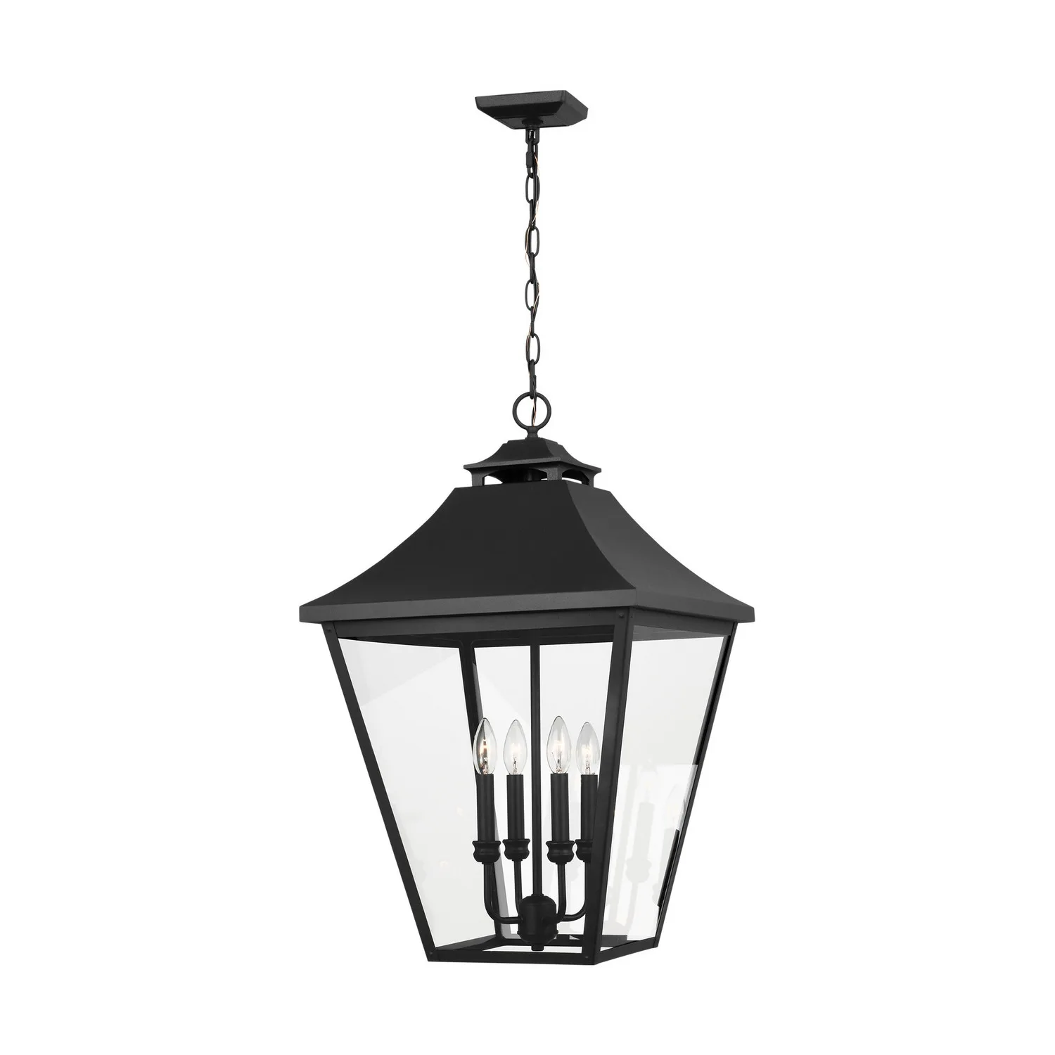 Galena Four Light Outdoor Pendant in Textured Black