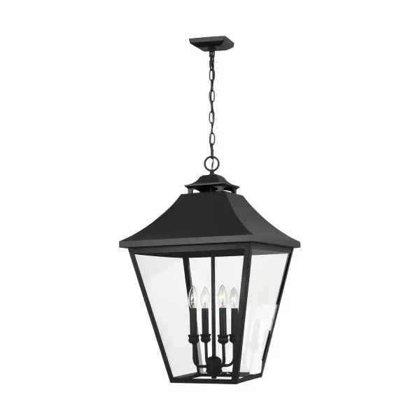 Galena Four Light Outdoor Pendant in Textured Black
