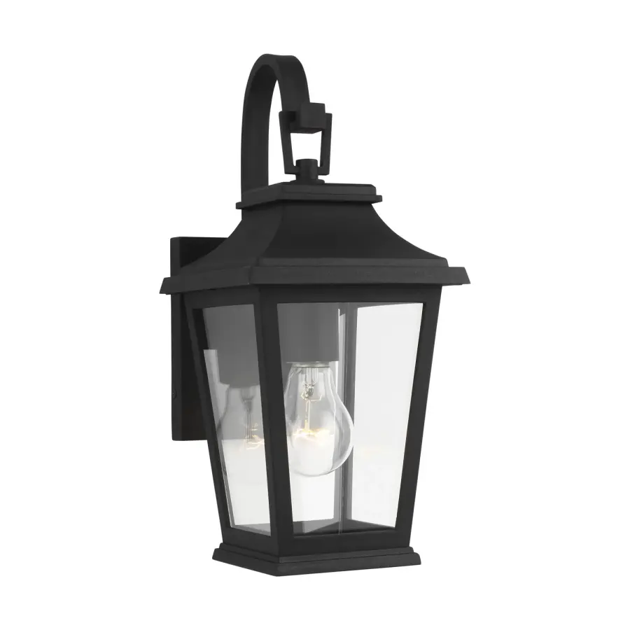Warren One Light Outdoor Wall Lantern in Textured Black