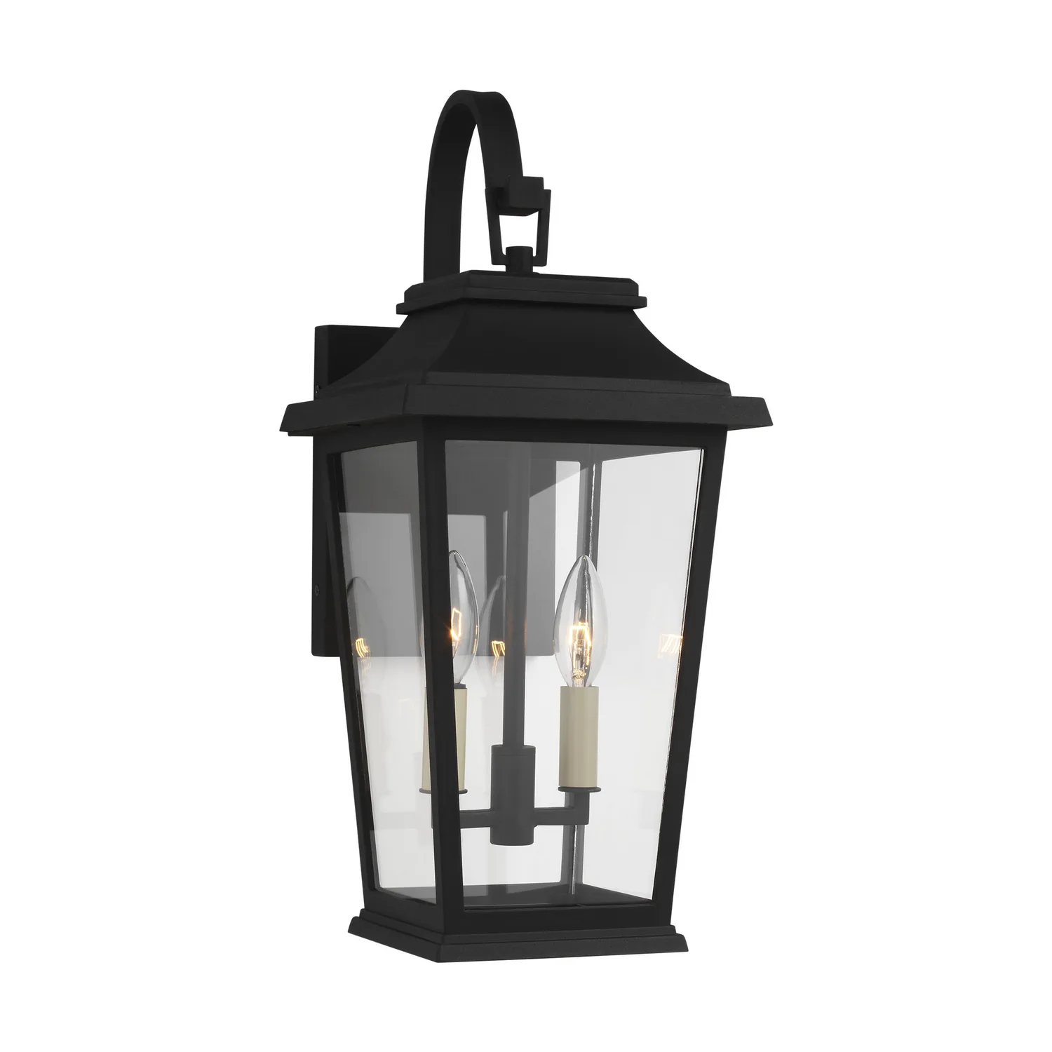 Warren Two Light Outdoor Wall Lantern in Textured Black