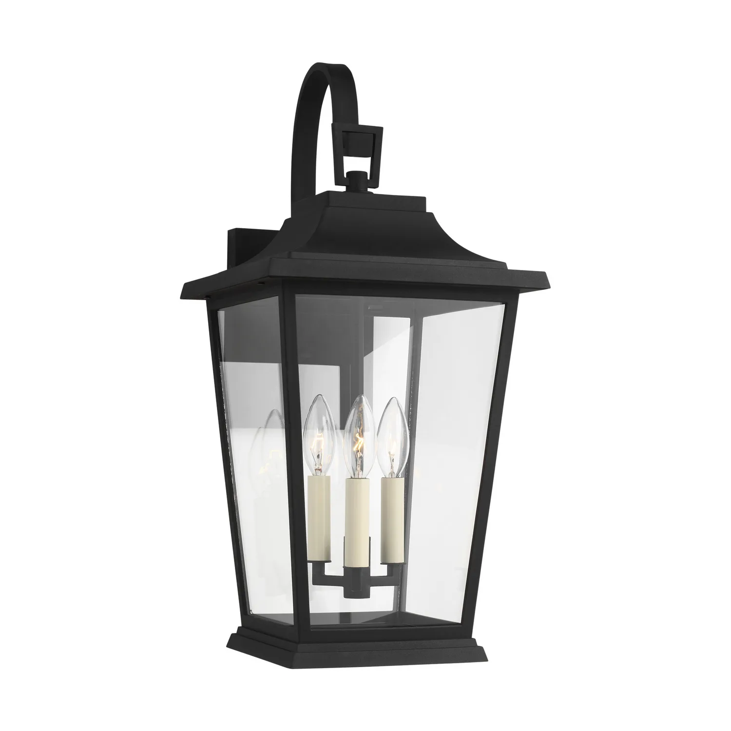 Warren Three Light Outdoor Wall Lantern in Textured Black