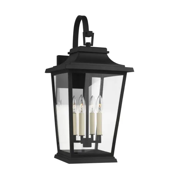Warren Four Light Outdoor Lantern in Textured Black