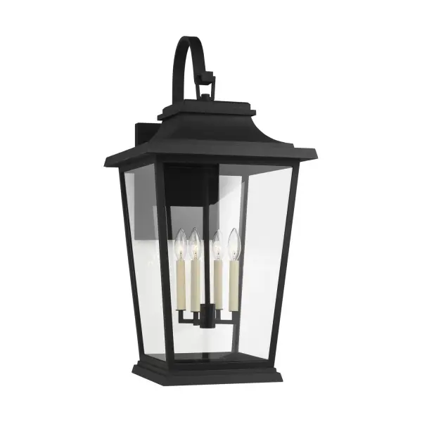 Warren Four Light Outdoor Lantern in Textured Black
