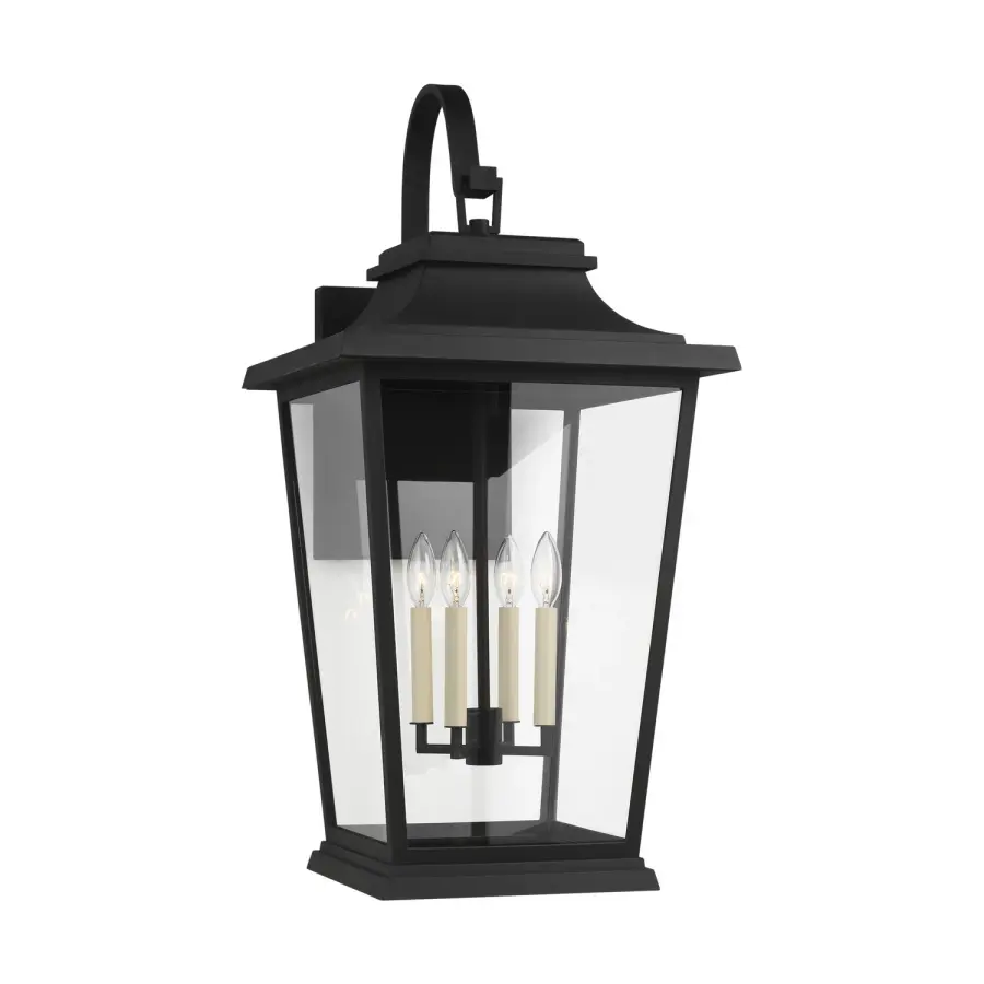 Warren Four Light Outdoor Lantern in Textured Black
