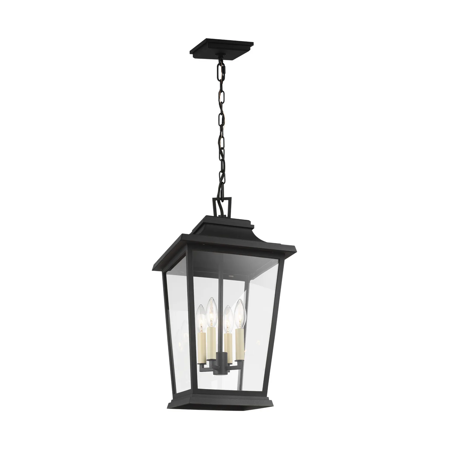 Warren Four Light Outdoor Lantern in Textured Black