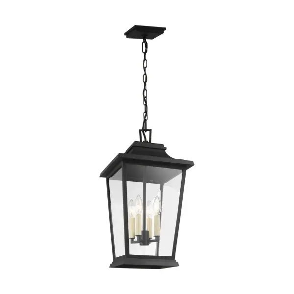 Warren Four Light Outdoor Lantern in Textured Black
