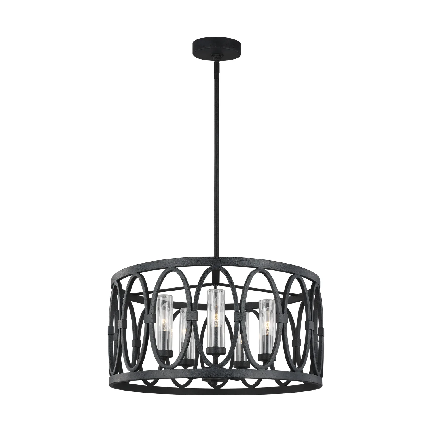 Patrice Five Light Outdoor Chandelier in Dark Weathered Zinc
