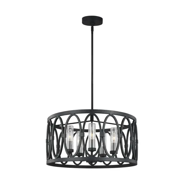 Patrice Five Light Outdoor Chandelier in Dark Weathered Zinc