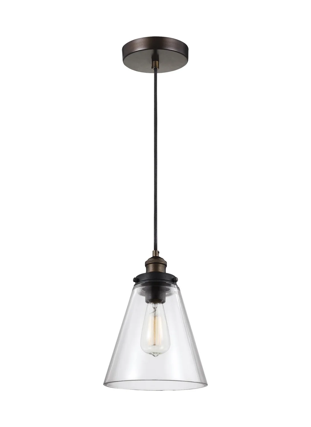 Baskin One Light Pendant in Painted Aged Brass / Dark Weathered Zinc