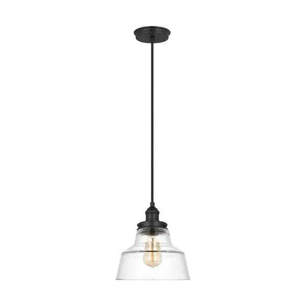 The Baskin pendant by Sean Lavin reimagines the timeless orb silhouette with contemporary refinement. Clear glass showcases a floating bulb effect while the midnight black finish adds sophisticated contrast.